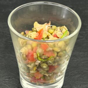 Lentilles bicolores à la truite fumée