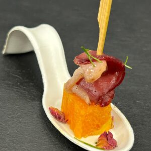 Pic de canard fumé / gelée d’agrumes